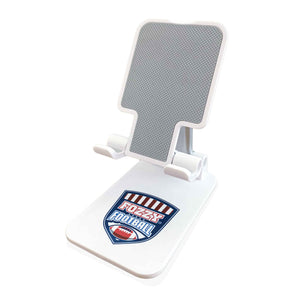 The Fozzy Football customized mobile device holder fits most mobile phones and tablets too.  